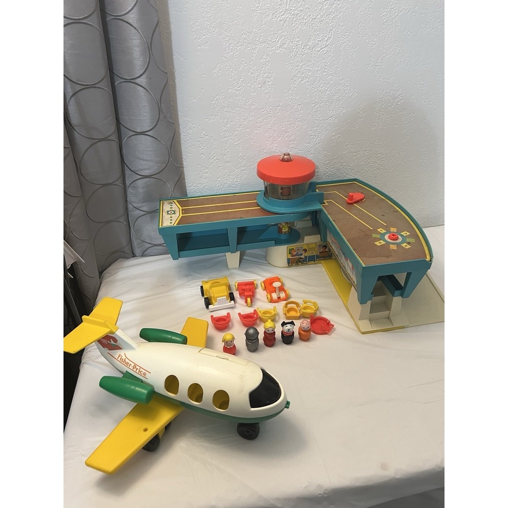 1972 Fisher Price Play‎ Family Airport Little People 996 Set Airplane Vintage